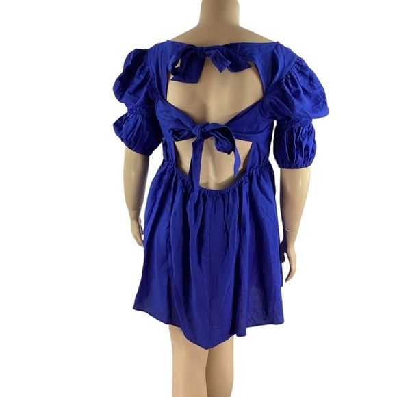 Eloquii Puff Sleeve Cutout Back Mini Dress Blue Size 14/16 - Picture 5 of 7